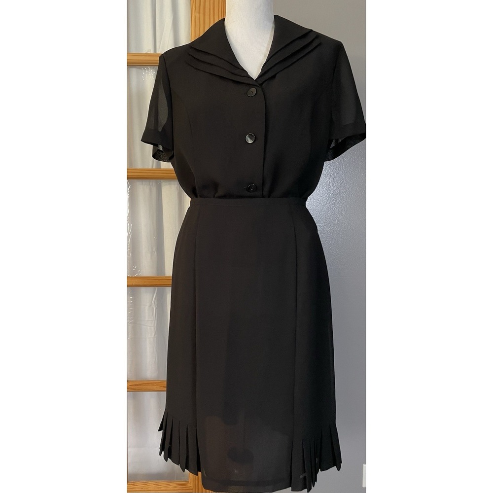 Ronnie Nicole 2 Piece Outfit Sz 12 Black Blouse Pleated Skirt Business Gothic